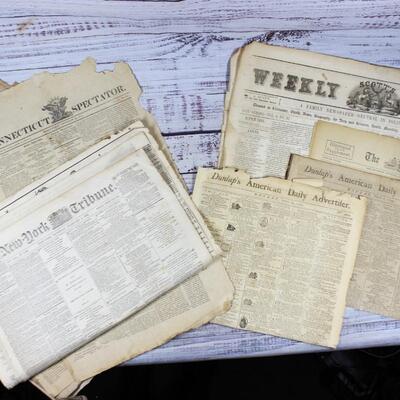 Antique 18th and 19th Century Daily New York Tribune, Dunlap's American Daily Advertiser, The Los Angeles Times & More