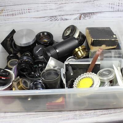 Large Vintage Lot of Miscellaneous Film Camera Lens Parts Kodak, Fuji, Bell & Howell, Nikon, and More