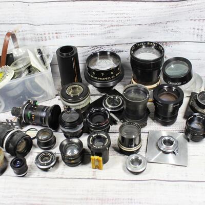 Large Vintage Lot of Miscellaneous Film Camera Lens Parts Kodak, Fuji, Bell & Howell, Nikon, and More