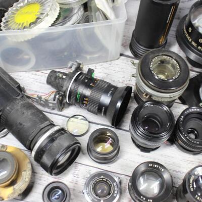 Large Vintage Lot of Miscellaneous Film Camera Lens Parts Kodak, Fuji, Bell & Howell, Nikon, and More