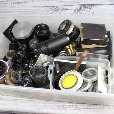 Large Vintage Lot of Miscellaneous Film Camera Lens Parts Kodak, Fuji, Bell & Howell, Nikon, and More