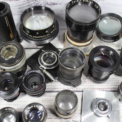 Large Vintage Lot of Miscellaneous Film Camera Lens Parts Kodak, Fuji, Bell & Howell, Nikon, and More