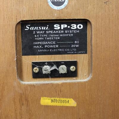 Pair of Vintage Sansui Sp-30 2 Way Speaker System Bookshelf Speakers Lot #2