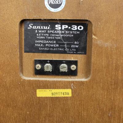Pair of Vintage Sansui Sp-30 2 Way Speaker System Bookshelf Speakers Lot #2