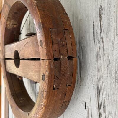 Antique Hanging Farm Pulley Wheel