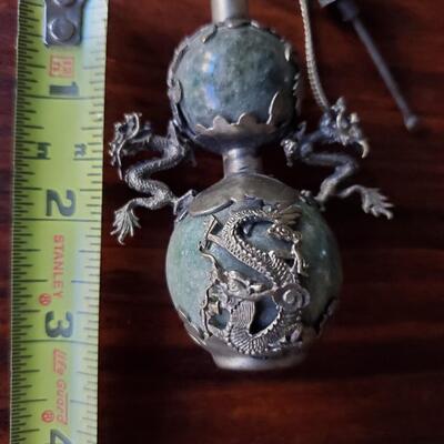 Double Gourd Jade and Silver Opium/Snuff bottle