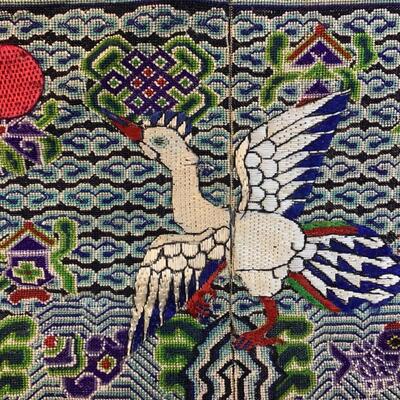 Antique Chinese Mandarin 5th Rank Pheasant Fabric Square
