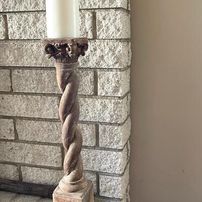 Lot 74  Tall Decorator Candle Stick  Stone Composite