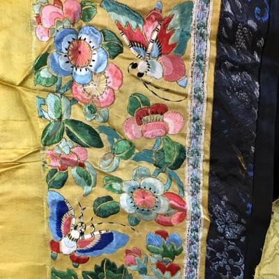 Imperial Chinese Yellow Antique Silk Fragments