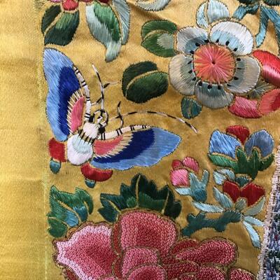 Imperial Chinese Yellow Antique Silk Fragments