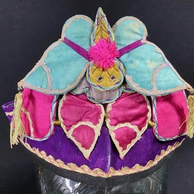 Mandarin Silk Childâ€™s Festive Hat with a Butterfly sweet hand made piece