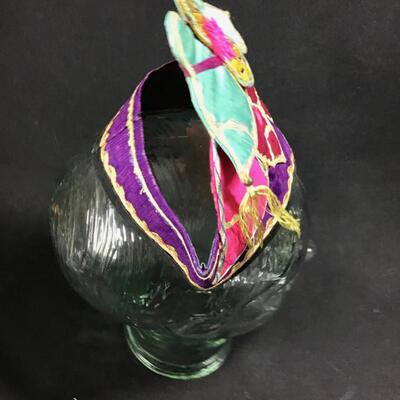 Mandarin Silk Childâ€™s Festive Hat with a Butterfly sweet hand made piece