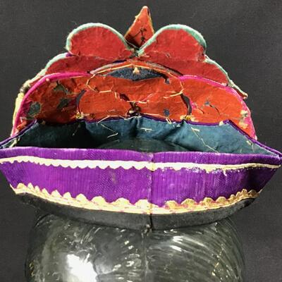 Mandarin Silk Childâ€™s Festive Hat with a Butterfly sweet hand made piece