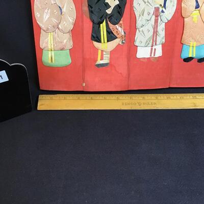 Antique Chinese Mythology Folding Silk Paneled Bin