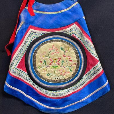 Antique Embroidered Chinese Silk Pocket Bib