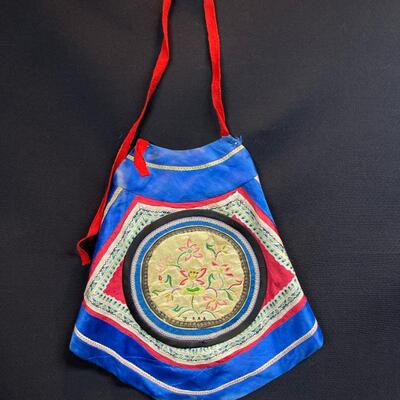 Antique Embroidered Chinese Silk Pocket Bib