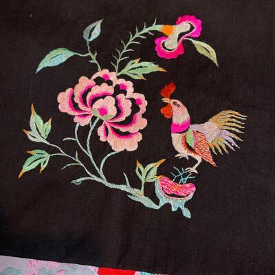 Assorted lot of 6 Vintage Embroidered Chinese Silks