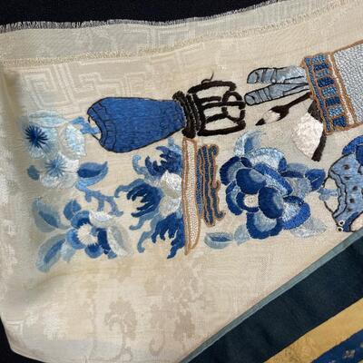Antique Chinese Silk Panel Embroidered Fragments