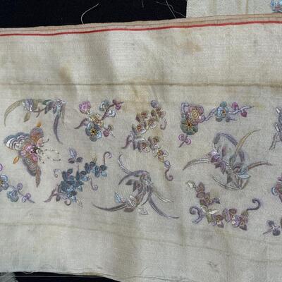 Antique Chinese Silk Embroidered Panel Fragments