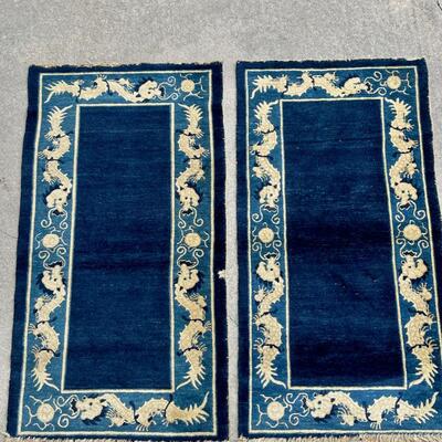 Pair of Vintage Small Chinese Rugs - good condition!