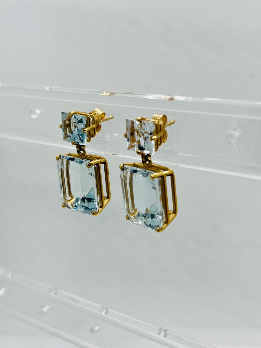 Lot 90 14k CID Clyde Duneier Aquamarine dangle earrings