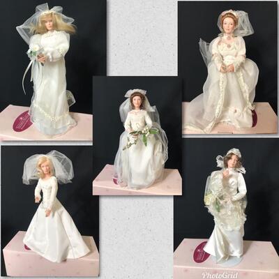 Lot 92: Collection of Ashton-Drake Galleries Bride Dolls - Grace, Katherine, Joanna, Donna & Heather