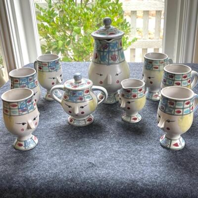 Lot 109 Figural Tea Set Pot Cups Cream Sugar 11pcs