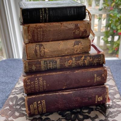 Lot 127 Group 6 Leather Bound Antique Books - In Spanish