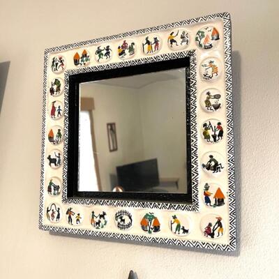 Lot 140 Wall Mirror Ceramic Frame Hand Painted Images