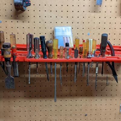 Collection of tools on Pegboard
