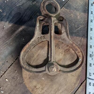 Vintage Iron and Wood Barn Pulley