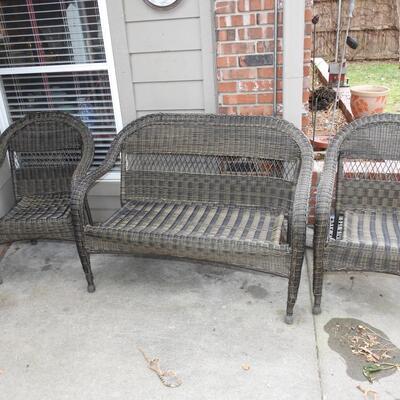 Indoor Outdoor Patio Furniture Bench and 2 Chairs