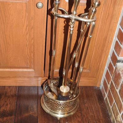 Solid Brass Fireplace Set