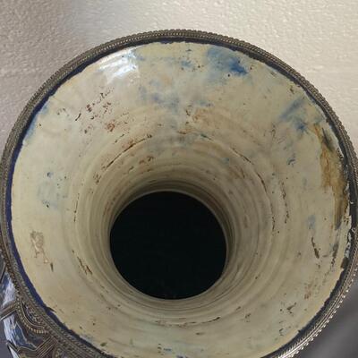 Tall Ornate Moroccan Ceramic Vase