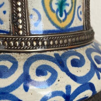 Tall Ornate Moroccan Ceramic Vase