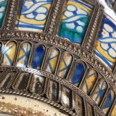 Tall Ornate Moroccan Ceramic Vase