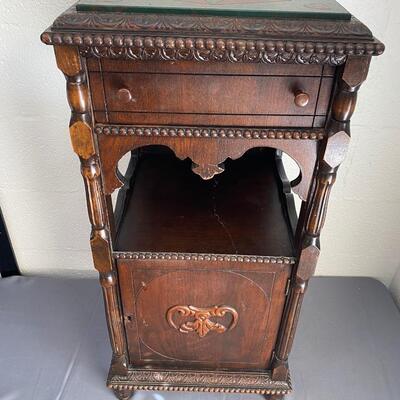 Antique Wood Humidor/Smoking Table