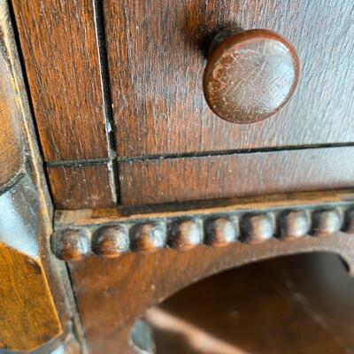 Antique Wood Humidor/Smoking Table