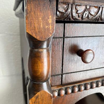 Antique Wood Humidor/Smoking Table