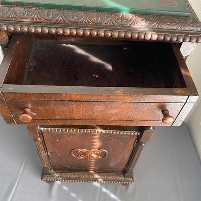 Antique Wood Humidor/Smoking Table