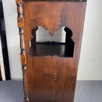 Antique Wood Humidor/Smoking Table