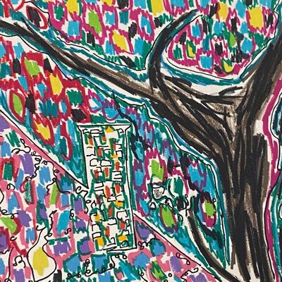 Gloria Vanderbilt Signed Lithograph "2 People with Animals"