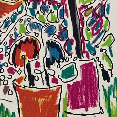 Gloria Vanderbilt Signed Lithograph "2 People with Animals"