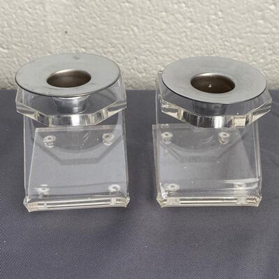Pair of Acrylic Candlesticks, 4", in new condition with box - $25 (BROH40)