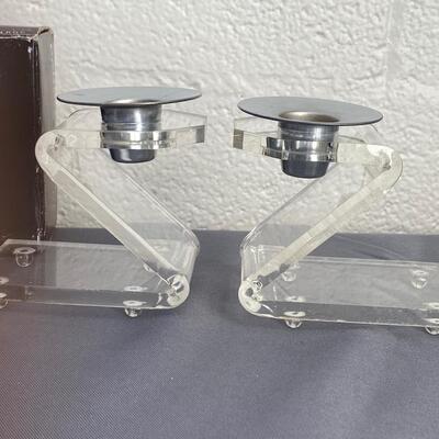 Pair of Acrylic Candlesticks, 4", in new condition with box - $25 (BROH40)