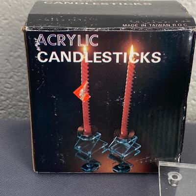 Pair of Acrylic Candlesticks, 4", in new condition with box - $25 (BROH40)