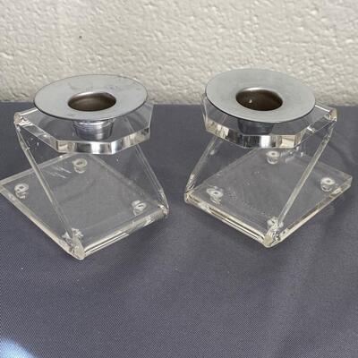 Pair of Acrylic Candlesticks, 4", in new condition with box - $25 (BROH40)