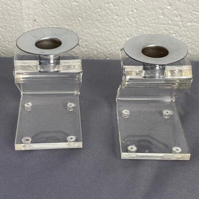 Pair of Acrylic Candlesticks, 4", in new condition with box - $25 (BROH40)