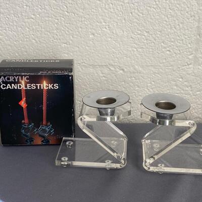 Pair of Acrylic Candlesticks, 4", in new condition with box - $25 (BROH40)