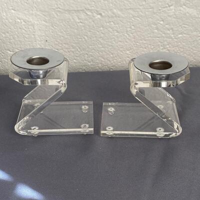 Pair of Acrylic Candlesticks, 4", in new condition with box - $25 (BROH40)